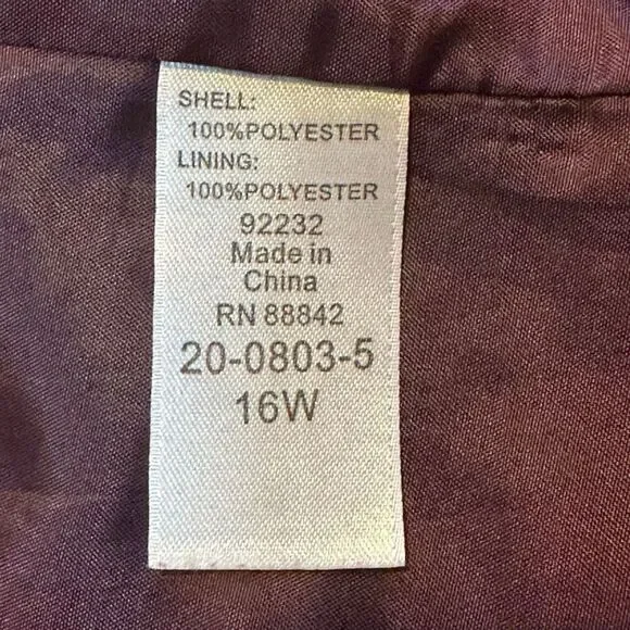 Woman Within Maroon Coat Zip Up Hooded | Women Size 16W - Picture 9 of 10